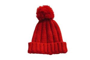 Red beanie hat isolated on a transparent background photo