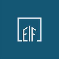 EF initial monogram logo real estate in rectangle style design vector