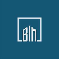 BM initial monogram logo real estate in rectangle style design vector
