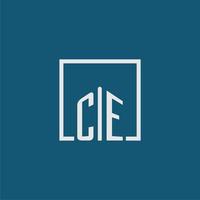 CE initial monogram logo real estate in rectangle style design vector