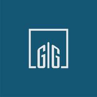 gg inicial monograma logo real inmuebles en rectángulo estilo diseño vector