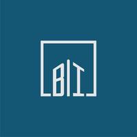 BI initial monogram logo real estate in rectangle style design vector