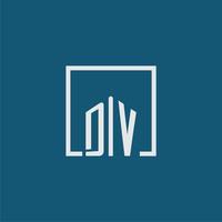 dv inicial monograma logo real inmuebles en rectángulo estilo diseño vector