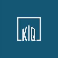 KQ initial monogram logo real estate in rectangle style design vector