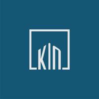 KN initial monogram logo real estate in rectangle style design vector