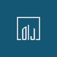 OJ initial monogram logo real estate in rectangle style design vector