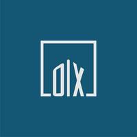 OX initial monogram logo real estate in rectangle style design vector