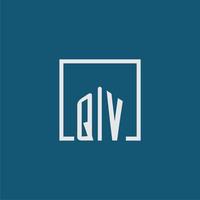 QV initial monogram logo real estate in rectangle style design vector