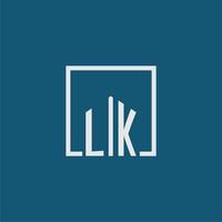 LK initial monogram logo real estate in rectangle style design vector