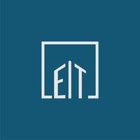 ET initial monogram logo real estate in rectangle style design vector