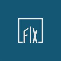 FX initial monogram logo real estate in rectangle style design vector