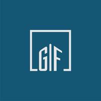 GF initial monogram logo real estate in rectangle style design vector