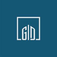 GD initial monogram logo real estate in rectangle style design vector