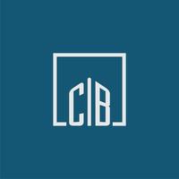 cb inicial monograma logo real inmuebles en rectángulo estilo diseño vector