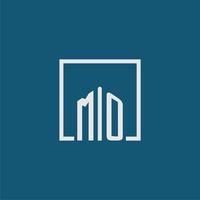 MO initial monogram logo real estate in rectangle style design vector