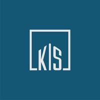 KS initial monogram logo real estate in rectangle style design vector