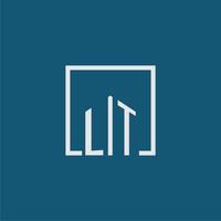 LT initial monogram logo real estate in rectangle style design vector