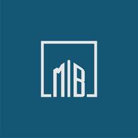 MB initial monogram logo real estate in rectangle style design vector