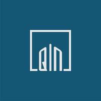 QN initial monogram logo real estate in rectangle style design vector