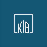 KB initial monogram logo real estate in rectangle style design vector