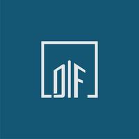 DF initial monogram logo real estate in rectangle style design vector