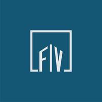 FV initial monogram logo real estate in rectangle style design vector