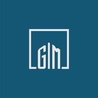 GM initial monogram logo real estate in rectangle style design vector