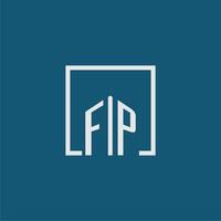 fp inicial monograma logo real inmuebles en rectángulo estilo diseño vector