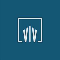 VV initial monogram logo real estate in rectangle style design vector