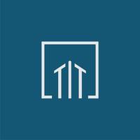 TT initial monogram logo real estate in rectangle style design vector
