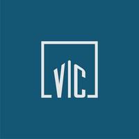 VC initial monogram logo real estate in rectangle style design vector