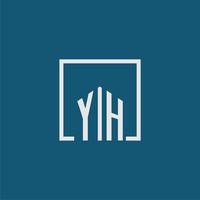 YH initial monogram logo real estate in rectangle style design vector