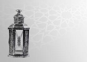 Traditional lantern on a white background with arabesque shades effect. gray, a background for Ramadan. Social media posts .Muslim Holy Month Ramadan Kareem photo