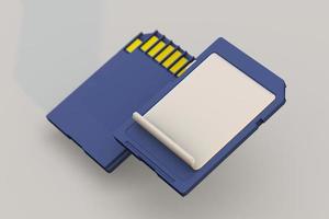 SD memory card with whitel label. 3d render photo