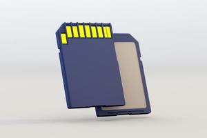 SD memory card two float disc. 3d render photo