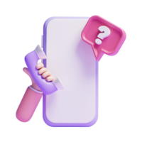 3d llamada teléfono y burbuja hablando hablar o 3d cliente apoyo concepto icono y pregunta marca icono png
