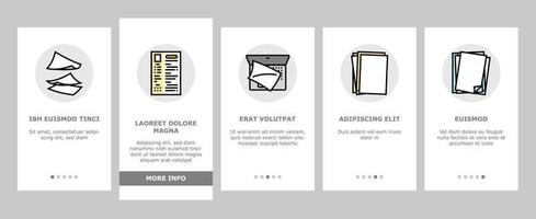 paper document office note page onboarding icons set vector