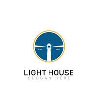 Lighthouse, Beacon logo icon. Vector Illustration. Modern linear simple logotype template. Lighthouses and ocean waves.