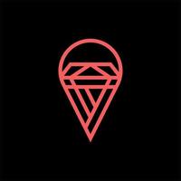 Pin diamond line modern creative logo design vector