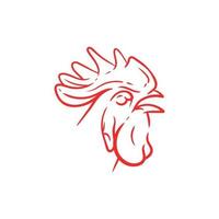 Head rooster line art illustration creative design vector