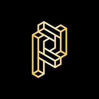 Letter r block monogram geometric line design vector