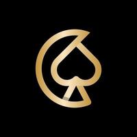 Letter c monogram spade luxury line modern logo vector