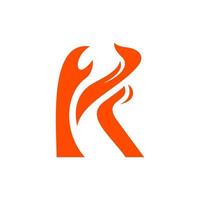 letra k fuego quemar creativo logo diseño vector