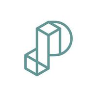 Letter p monogram block square geometric design vector