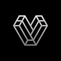 Initial letter v block geometric line modern design vector