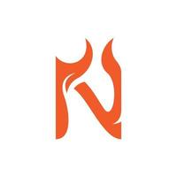 Letter n fire monogram logo design vector