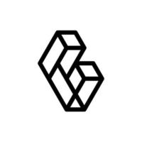 Letter b block geometric line illustration design vector