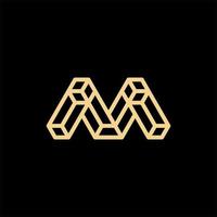 Letter m block cube line creative logo design vector