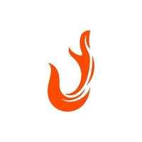 Letter j flame burn creative logo design vector