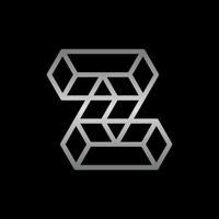 Letter z block line modern geometric logo vector